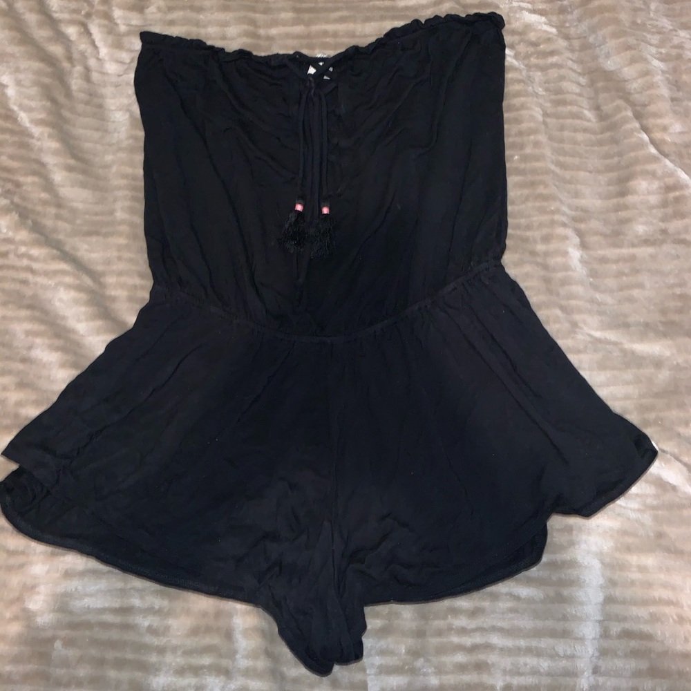 Strapless black romper